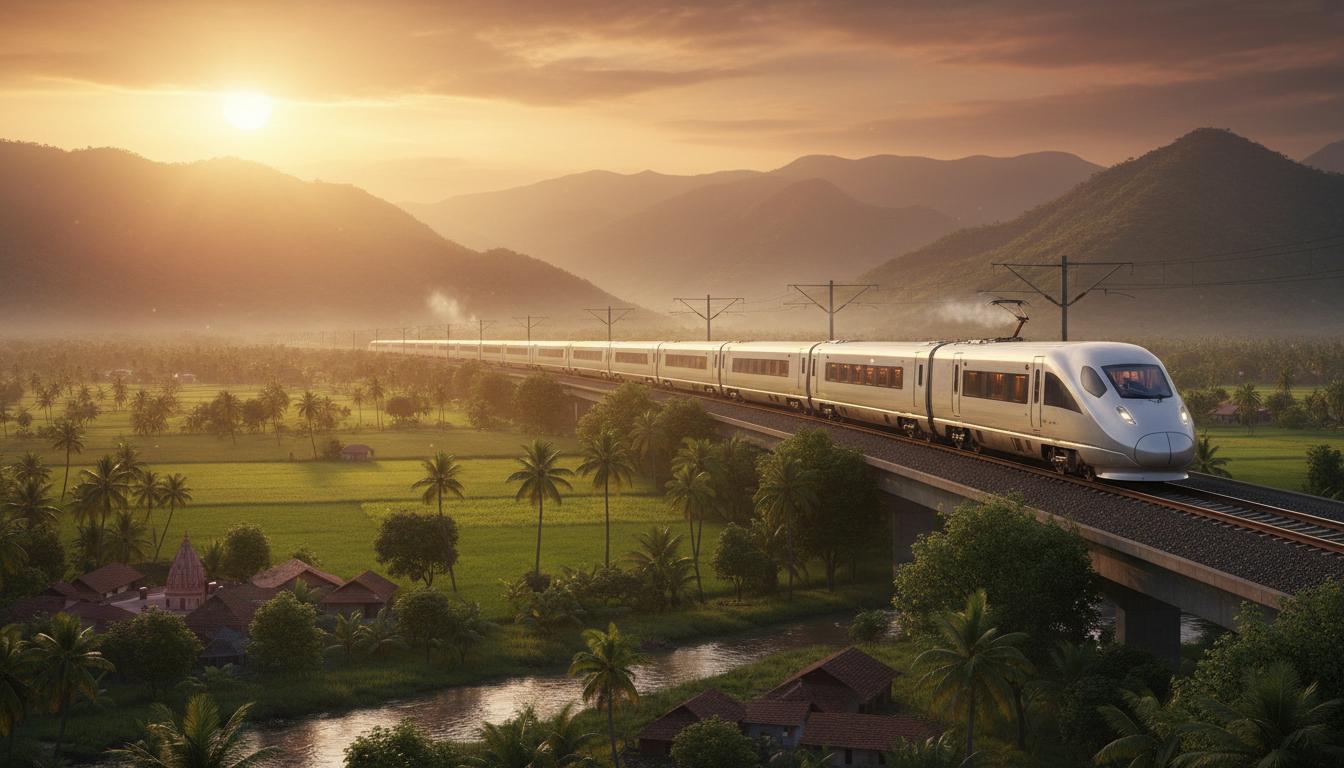 Luxury train journey through scenic landscape